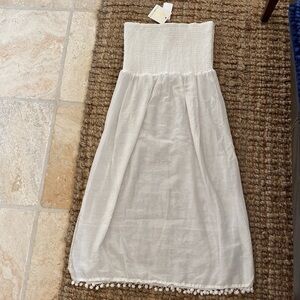 NWT CYN & Luca Swim Cover Up dress Women’s White Smocked Sheer Beach  Sz M